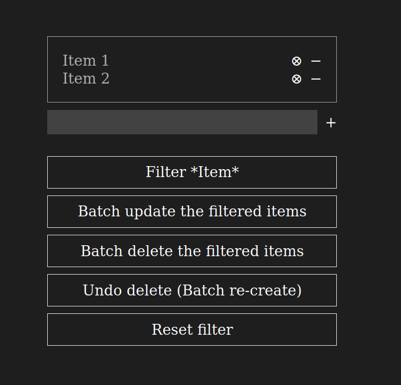 The screenshot of the list demo